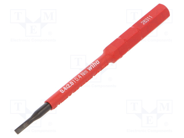 VAIHDETTAVA VARSI - ERISTETTY - LITTEÄ - 2X0,4MM - KOK.PIT: 75MM - Ruuvimeisselit ja sarjat - WIHA.43115 - 1