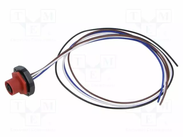 LIITIN: M12 - N LIITINAARAS - 4A - 250V - PIN: 4 - IP67 - SUORA - 500MM - Erikoisliittimet - 1220-04-T20CW10305 - 1