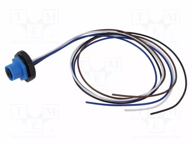 LIITIN: M12 - N LIITINAARAS - 4A - 250V - PIN: 4 - IP67 - SUORA - 500MM - Erikoisliittimet - 1220-04-T20CW10405 - 1