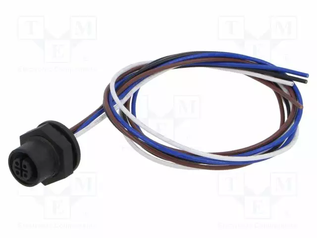 LIITIN: M12 - N LIITINAARAS - 4A - 250V - PIN: 4 - IP67 - SUORA - 500MM - Erikoisliittimet - 1221-04-T16CW10005 - 1