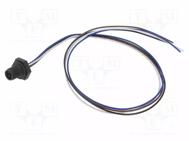 LIITIN: M12 - PISTORASIA - UROS - PIN: 4 - SUORA - 4A - 250V - IP67 - JOHDOT - M12 liittimet - 1230-04-T16CW10005 - 1