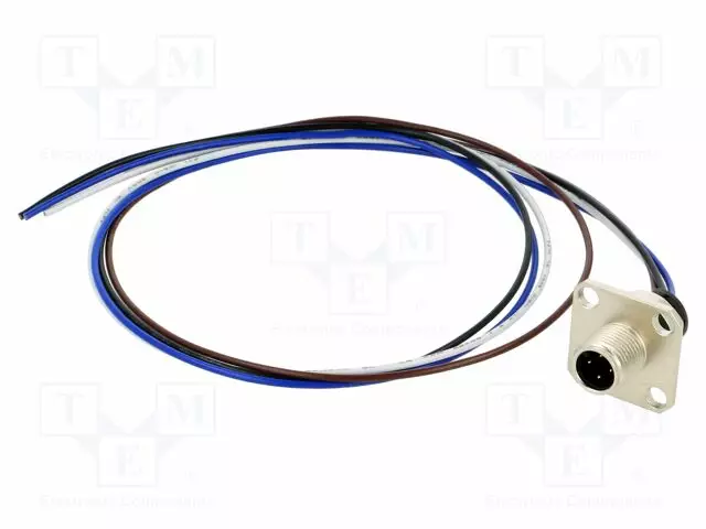 LIITIN: M12 - PISTORASIA - UROS - 4A - 250V - PIN: 4 - IP67 - SUORA - JOHDOT - Erikoisliittimet - 1230-04-TF1CW00405 - 1