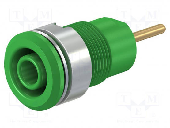 LABORATORY CONNECTOR: 4MM BANANA - SOCKET - 1KV - 24A - VIHREÄ - BRASS - Banaanijatkoliittimet - SLB4-R-25 - 1