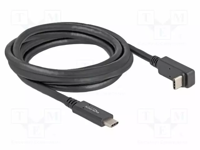 KAAPELI - USB C PISTOKE,USB C-PISTOKE 90° YLÄ-/ALA-2M - MUSTA - USB kaapelit ja adapterit - DELOCK-80035 - 1