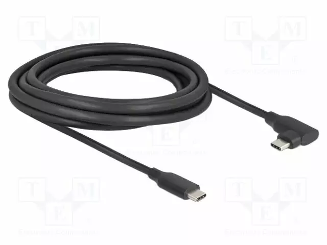 KAAPELI - USB C PISTOKE,USB C-PISTOKE 90° VASEN/OIKEA - 3M - MUSTA - USB kaapelit ja adapterit - DELOCK-81195 - 1