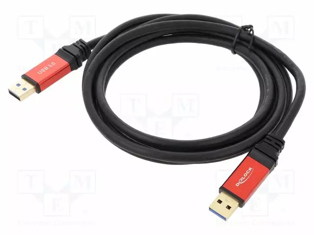 KAAPELI - USB A PISTOKE,MOLEMMIN PUOLIN - KULLATTU - 2M - MUSTA - CU - USB kaapelit ja adapterit - DELOCK-82745 - 1