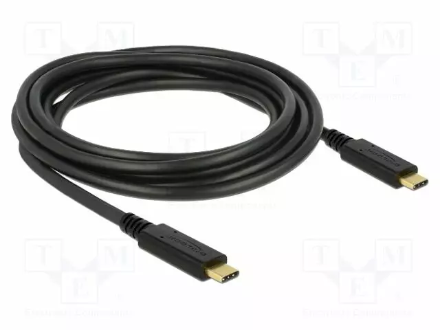 KAAPELI - USB 2.0 - USB C PISTOKE,MOLEMMIN PUOLIN - 3M - MUSTA - 5A - USB kaapelit ja adapterit - DELOCK-83325 - 1