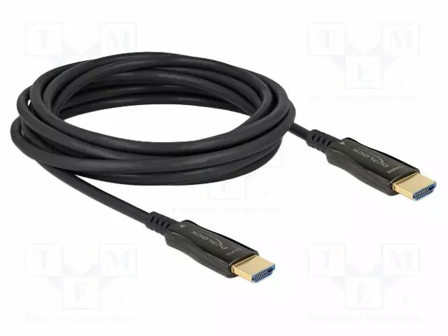 KAAPELI - HDMI-PISTOKE,MOLEMMIN PUOLIN - PIT: 5M - MUSTA - ØJOH: 5,4MM - HDMI, DVI, DisplayPort johdot - DELOCK-84075 - 1