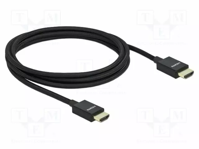 KAAPELI - HDMI-PISTOKE,MOLEMMIN PUOLIN - HDMI 2.1 - PIT: 2M - MUSTA - HDMI, DVI, DisplayPort johdot - DELOCK-85385 - 1
