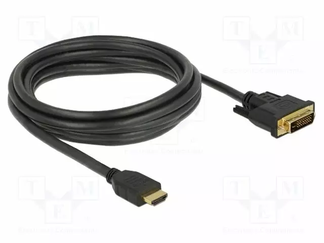 KAAPELI - DVI-D (24+1) PISTOKE,HDMI-PISTOKE - PIT: 3M - MUSTA - 28AWG - HDMI, DVI, DisplayPort johdot - DELOCK-85655 - 1
