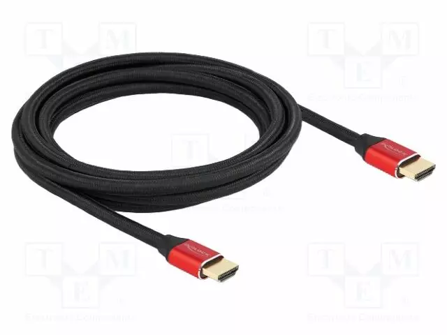 KAAPELI - HDMI-PISTOKE,MOLEMMIN PUOLIN - TEKSTIILI - PIT: 3M - MUSTA - HDMI, DVI, DisplayPort johdot - DELOCK-85775 - 1