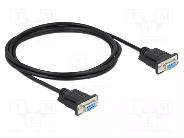 KAAPELI - D-SUB 9PIN RASIA,MOLEMMIN PUOLIN - PVC - PIT: 2M - MUSTA - Tietokonekaapelit ja -adapterit - DELOCK-86605 - 1