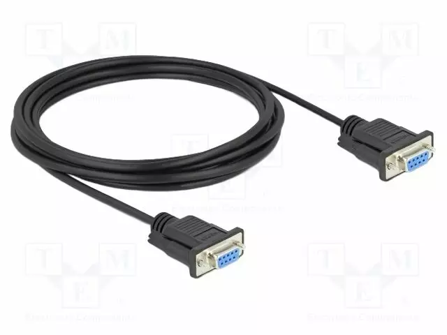 KAAPELI - D-SUB 9PIN RASIA,MOLEMMIN PUOLIN - PVC - PIT: 3M - MUSTA - Tietokonekaapelit ja -adapterit - DELOCK-86825 - 1