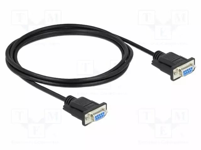 KAAPELI - D-SUB 9PIN RASIA,MOLEMMIN PUOLIN - PVC - PIT: 2M - MUSTA - Tietokonekaapelit ja -adapterit - DELOCK-87785 - 1