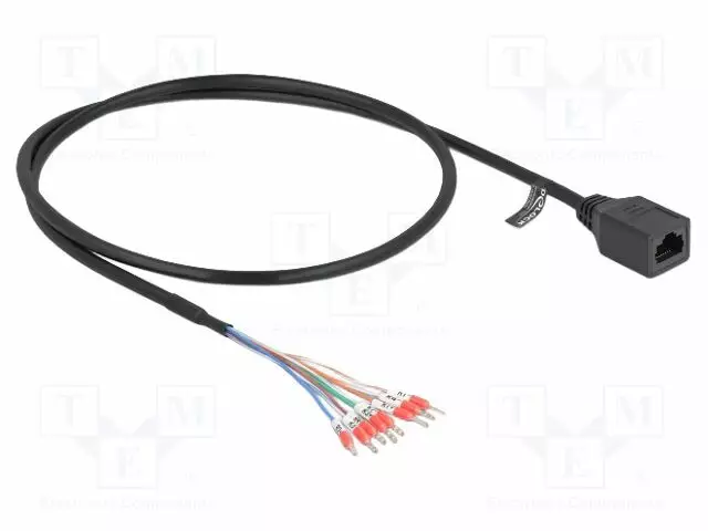 RJ45 ADAPTER - RJ45 SOCKET,1PIN PIN HEADER X8 - 0.5M - PVC - MUSTA - RJ45 Ethernet kaapelit - DELOCK-88005 - 1