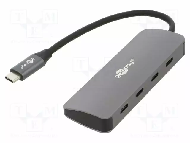 USB HUB - USB C-PISTORASIA X4,USB C-PISTOKE - USB 3.2 - HARMAA - Tietokonetarvikkeet - muut - GOOBAY-76565 - 1