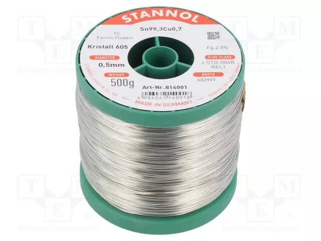 LYIJYTÖN TINA - SN99,3CU0,7 - 0,5MM - 500G - KELA - 2,5% - Juotostinat ja muut juotosaineet - S99C1K6050.50.5 - 1