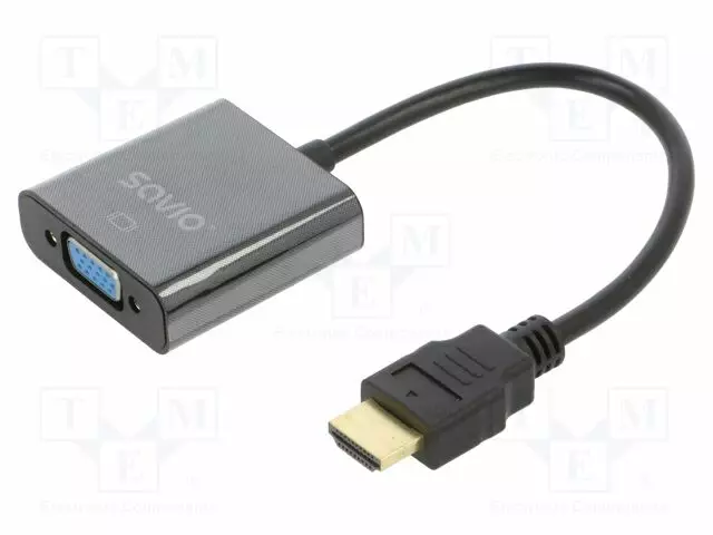 ADAPTERI - D-SUB 15PIN HD-PISTORASIA,HDMI-PISTOKE - MUSTA - MUSTA - HDMI, DVI, DisplayPort johdot - SAVAK-75 - 1