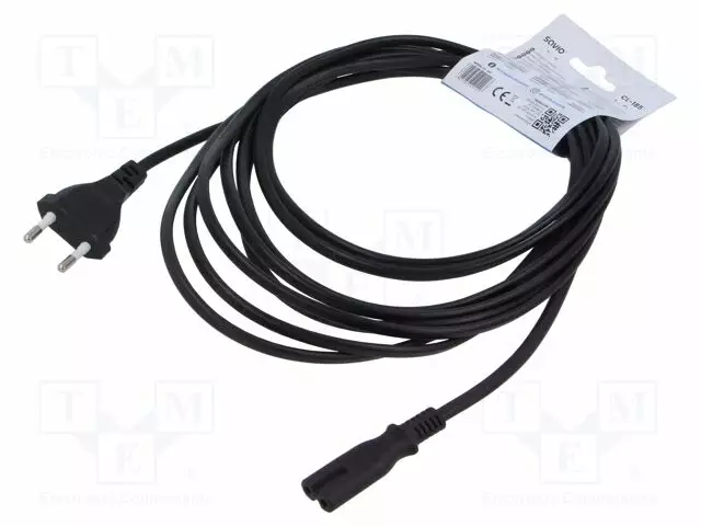 KAAPELI - 2X0,75MM2 - CEE 7/16 (C) PISTOKE,IEC C7 NAARAS-PVC - 5M - Tietokone- ja laitejohdot - SAVKABELCL-185 - 1
