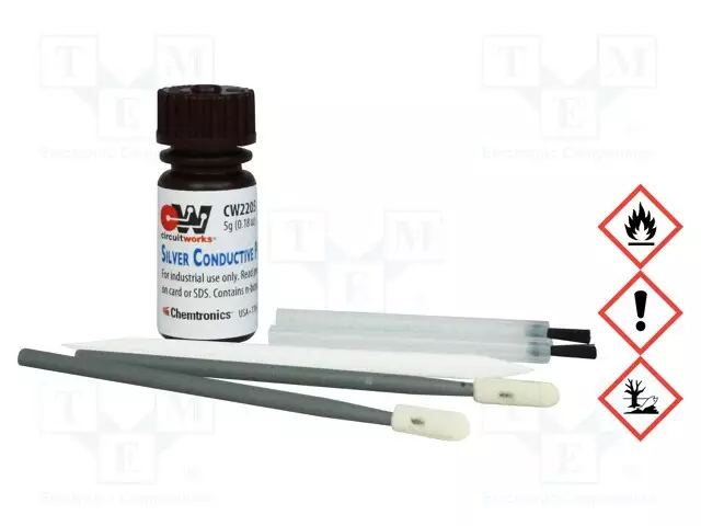 AINE: LAKKA - JOHTAVIEN REITTIEN MÄÄRITTÄMINEN - PULLO - HOPEA - Piirilevykemikaalit - CH-CW2205 - 1