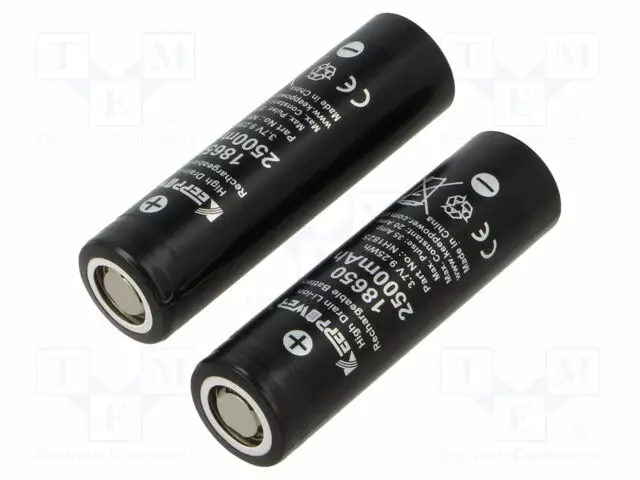 AKKU: LI-ION - 18650,MR18650 - 3,7V - 2500MAH - Ø18,5X66,5MM - 20A - Akut - NH1825 - 1