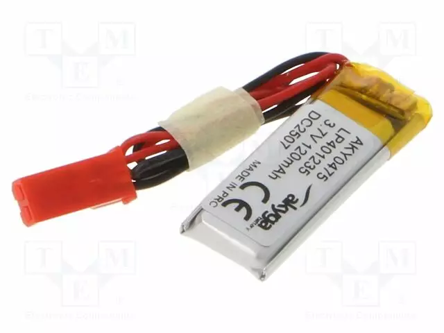 AKKU: LI-PO - 3,7V - 120MAH - JOHDOT,JST SYP-02T-1 LIITOS - Akut - AKY-LP401235 - 1