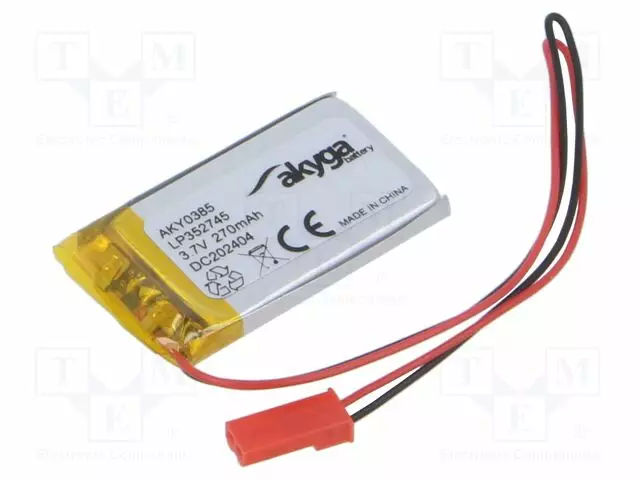 AKKU: LI-PO - 3,7V - 270MAH - JOHDOT,JST SYP-02T-1 LIITOS - Akut - AKY-LP352745 - 1