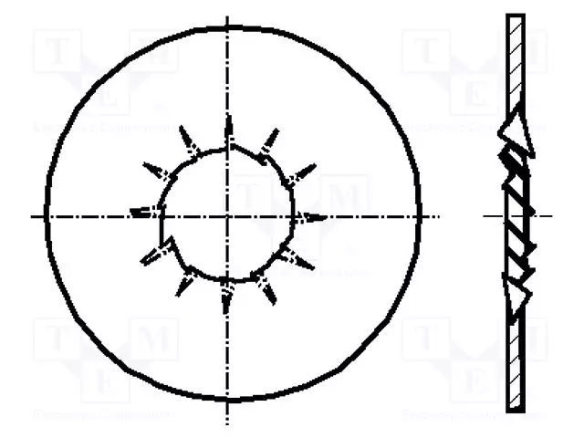 ALUSLEVY - SISÄLTÄ HAMMASTETTU - M6 - D=14,2MM - H=0,7MM - JOUSITERÄS - Aluslevyt ja prikat - B6BN785 - 1