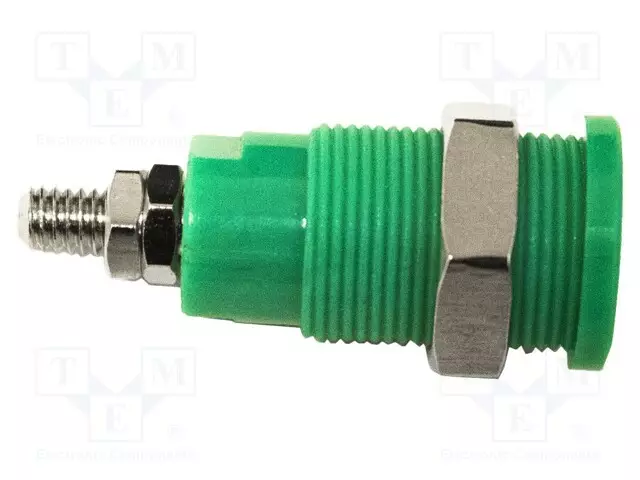 LABORATORIOBANAANILIITIN 4MM - 1KV - 36A - VIHREÄ - NIKKELÖITY - Banaanijatkoliittimet - BU-P72930-5 - 1