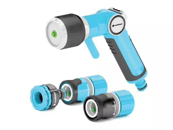 CELLFAST - SET WITH MULTIFUNCTIONAL HAND SPRINKLER - ERGO - 3/4" - Puutarhaletkut, liittimet ja kastelu - CF53-535 - 1