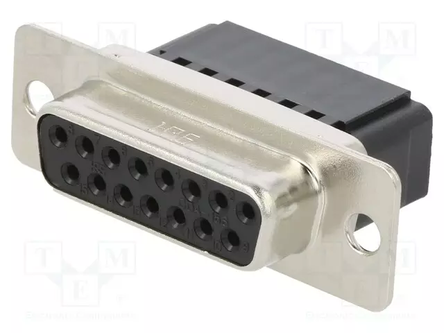 D-SUB LIITIN - PIN: 15 - PISTOKE - NAARAS - JOHTOON - SUORA - CD - D liittimet - CDA-15S-05 - 1