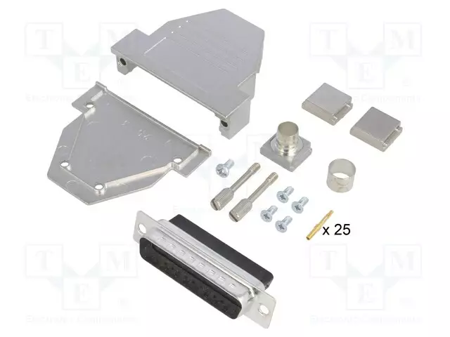 LIITIN: D-SUB - PIN: 25 - PISTOKE - UROS - PURISTETTAVA - MUSTA - D liittimet - DCRP25-DBCP-CF65 - 1