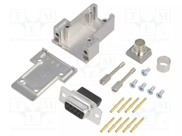 LIITIN: D-SUB - PIN: 9 - PISTOKE - NAARAS - PURISTETTAVA - MUSTA - D liittimet - DCRP09-DBCS-CF65 - 1