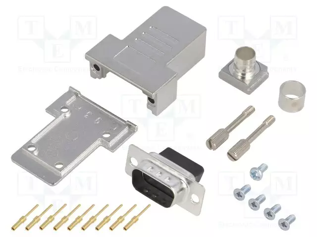 D-SUB LIITIN - PIN: 9 - PISTOKE - UROS - PURISTETTAVA - MUSTA - D liittimet - DCRP09-DBCP-CF65 - 1