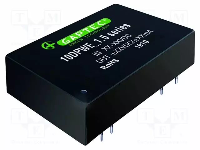DC/DC MUUNNIN - 10W - TULOJÄNNITE 18÷36VDC - LÄHTÖJÄNNITE 5VDC - ULÄH2: -5VDC - THT - DC/DC muuntimet - 10DPWE-2405D1.5 - 1