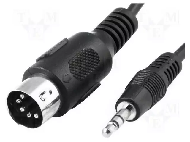 KAAPELI - DIN 5PIN PISTOKE,JACK 3,5MM 3PIN PISTOKE - 1,2M - MUSTA - Muut audio-videokaapelit - CABLE-4411.5 - 1