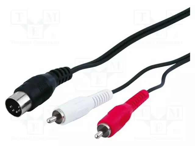 KAAPELI - DIN 5PIN PISTOKE,RCA-PISTOKE X2 - 1,5M - Muut audio-videokaapelit - CABLE-305 - 1