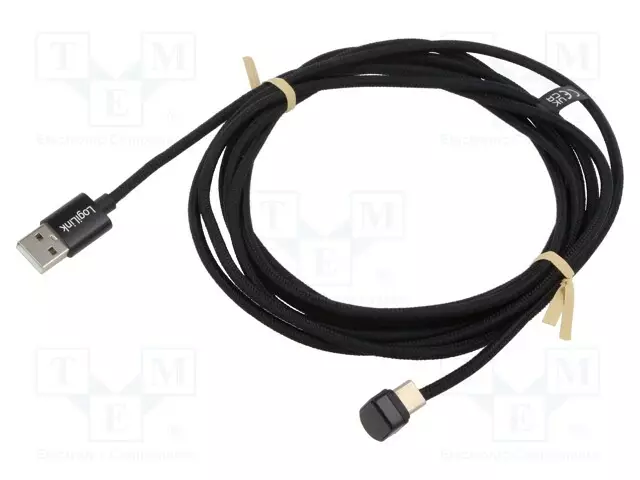 KAAPELI - USB 2.0 - USB A PISTOKE,USB C KULMALIITIN - 3M - MUSTA - USB kaapelit ja adapterit - CU0195 - 1