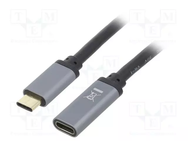 KAAPELI - USB 3.2 - USB C RASIA,USB C PISTOKE - 0,5M - MUSTA - USB kaapelit ja adapterit - CUA0105 - 1