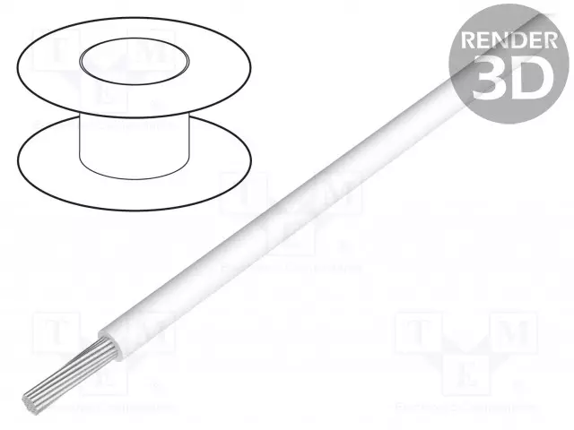 KYTKENTÄJOHTO - CU - 22AWG - PTFE - VALKOINEN - 600V - 30,5M - Yksisäikeiset asennuskaapelit - 5855-WH005 - 1