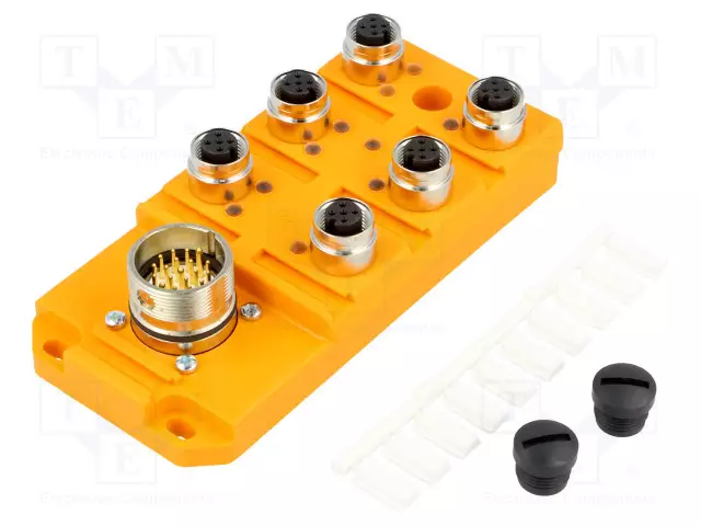 KYTKENTÄKESKUS - M12 - PIN: 5 - PISTORASIA - 60VDC - 4A - ASBSV - IP67 - IN: 6 - Teollisuus anturikaapelit - ASBSV6LED5 - 1