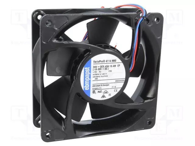 LAITETUULETIN - DC - 24VDC - 119X119X38MM - 235,2M3/H - 57DBA - DC 24V tuulettimet - 4114NHU-295 - 1