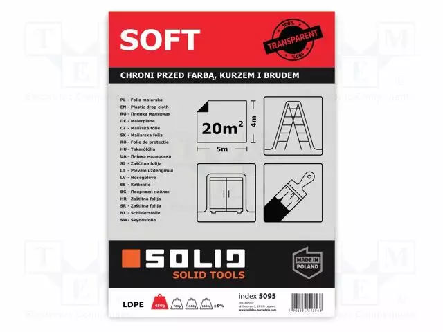 LDPE-KALVO - PIT: 5M - LEV: 4M - LÄPINÄKYVÄ - SOFT - Pakkaaminen ja suojaus - SOLID-5095 - 1