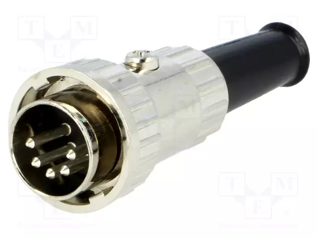 LIITIN: DIN - PISTOKE - UROS - MURTOSUOJALLA - PIN: 5 - 180° - SUORA - JOHTOON - DIN liittimet - 0132-05 - 1