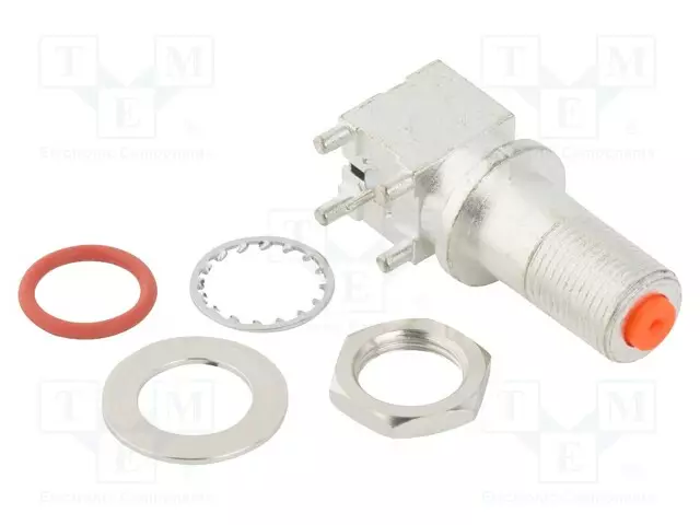 LIITIN: F - N LIITINAARAS - THT - 90° KULMA - TINATTU - 75OHM - F liittimet - 531-40165 - 1