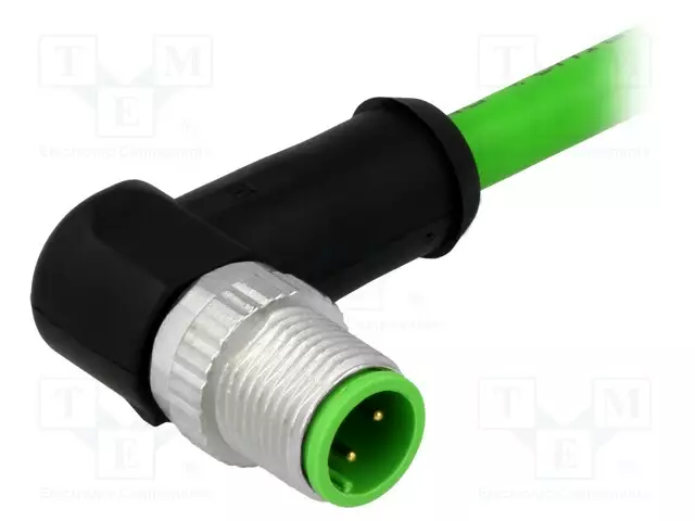 LIITIN: M12 - PISTOKE - UROS - PIN: 4 - 90° KULMA - D-KOODI-ETHERNET - M12 liittimet - 21349400405015 - 1