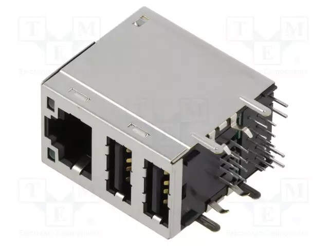LIITIN: RJ45 + USB A - PISTORASIA - PIN: 8 - SUOJATTU - 8P8C - THT - RJ liittimet - MTJDUSB88JX1FSRL35 - 1