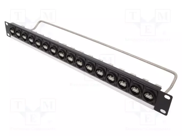 LIITIN: USB A - PATCH PANEL - RUUVATTU - RACK - M3 - KORKEUS: 1U - USB liittimet - CP30175 - 1