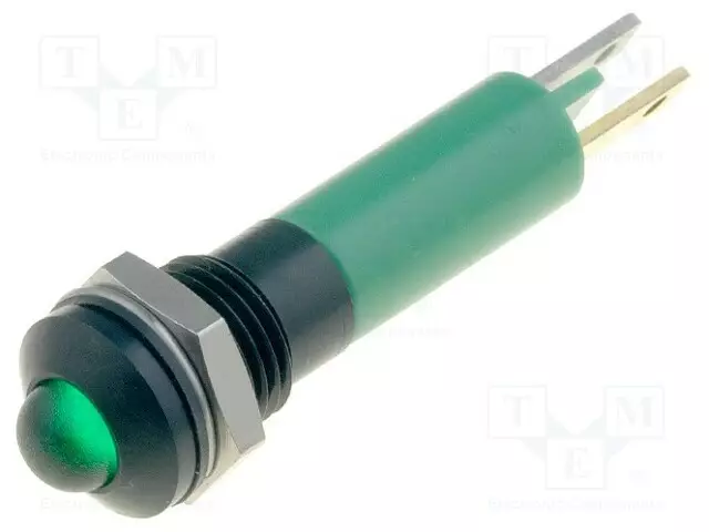 MERKKIVALO: LED - KUPERA - VIHREÄ - 24VDC - 24VAC - Ø8MM - IP67 - LIITTIMET - Merkkivalot ja pienoislamput - 19081355 - 1