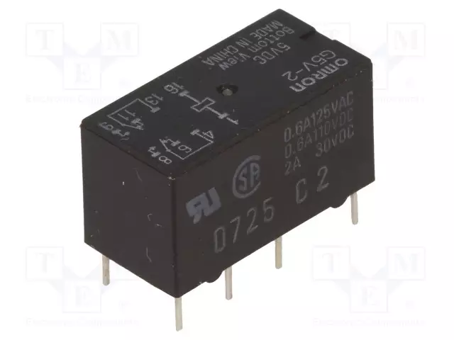 RELE - DPDT - UKELAN: 5VDC - IKOSKETINTEN MAX: 2A - Pienoisreleet - G5V2-5 - 1